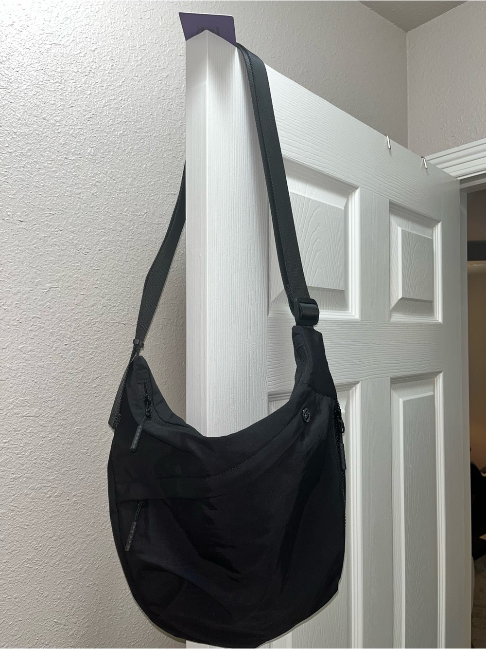 Iris & Rainbow Black Hiphugger Unisex Crossbody Bag - Picture 3 of 7